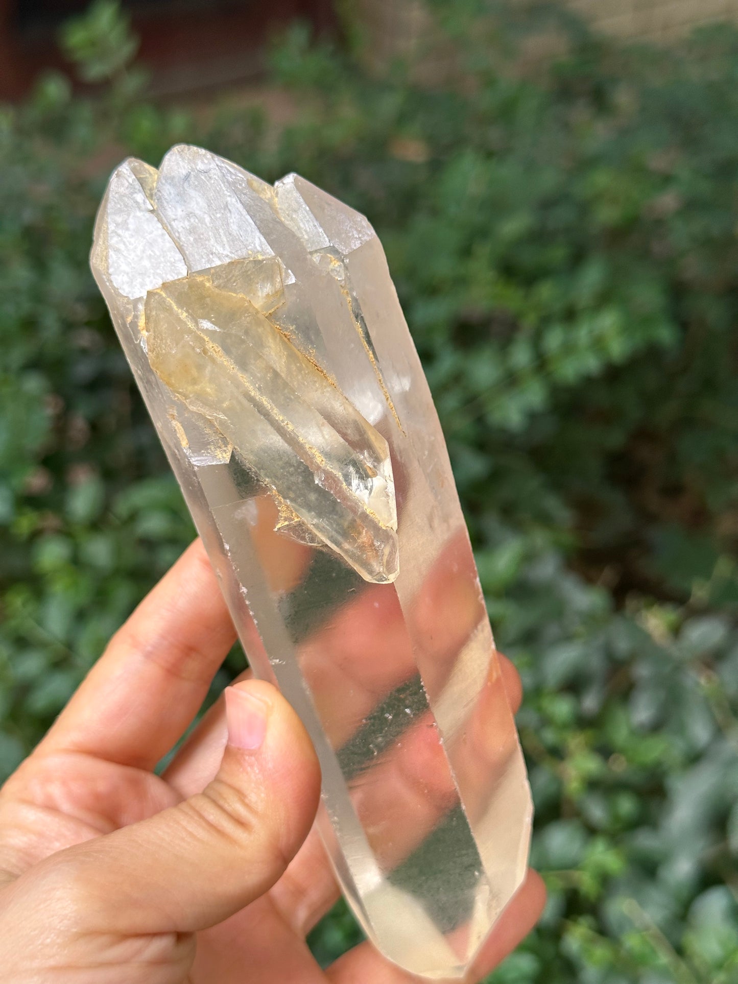 290 g Clear Double Terminated Quartz Crystal Point with Floating Crystals