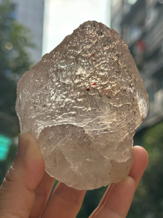 Rare Record-keeper Himalayan Nirvana Crystal/Ice Clear Quartz Point/Self-healed Quartz Crystal from Tibet-89*69*59 mm  456 g