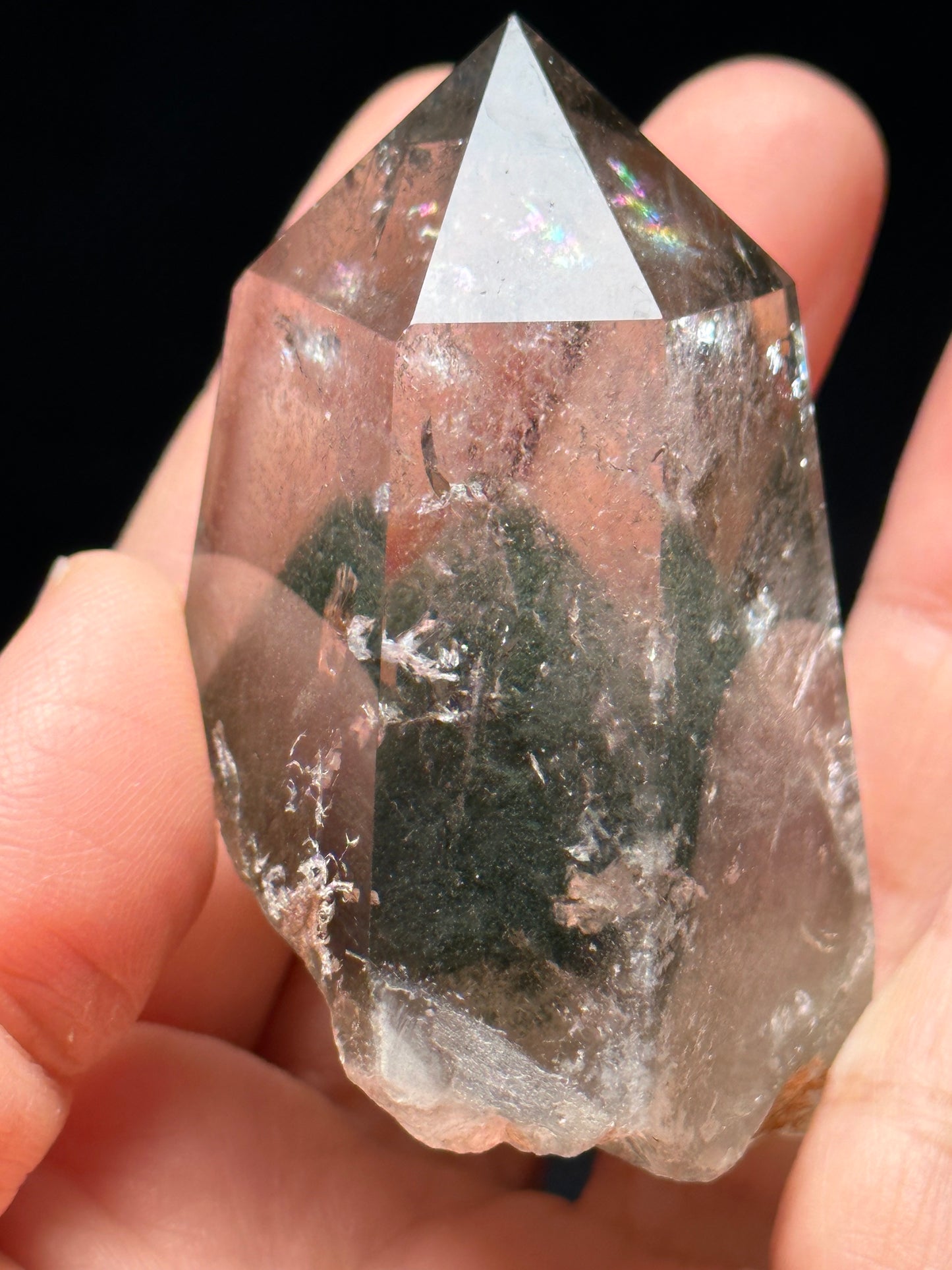 89 g Clear Green Phantom Pyramid Included in Quartz Crystal Point(Polished)