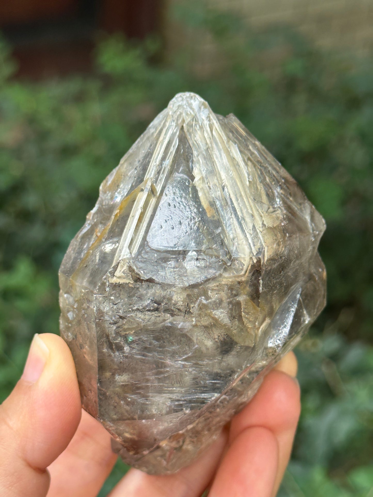 0.6 lb Double Terminated Record-keeper Skeletal Fenster Quartz Crystal Point with Opening Windows