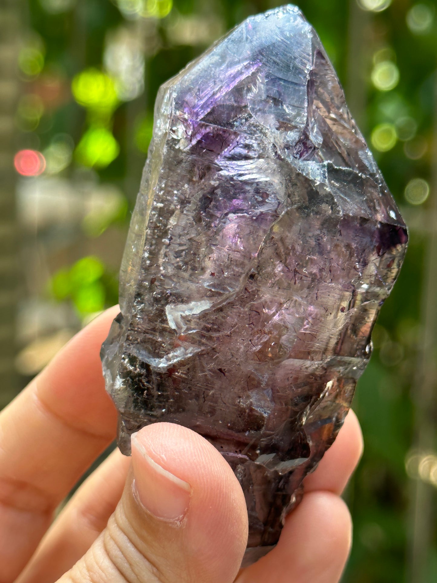 Large Raw Skeletal Fentser Quartz Super 7 Amethyst Quartz Crystal Point/Specimen/Super energy Healing Crystals/Reiki-84*38*30 mm 128 g