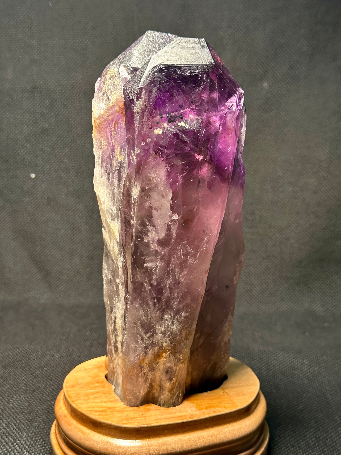 Rare Record-keeper Amethyst Quartz Crystal Cluster with Dumortierte Included