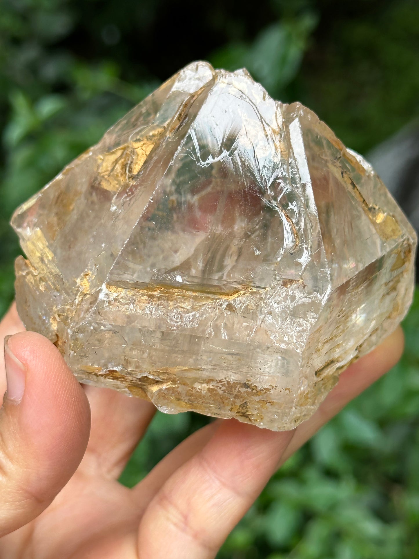 Large Clear Himalayan Skeletal Fenster Quartz with opening windows Crystal Point with golden soil-Himalayas crystal/Energy Quartz-310 g