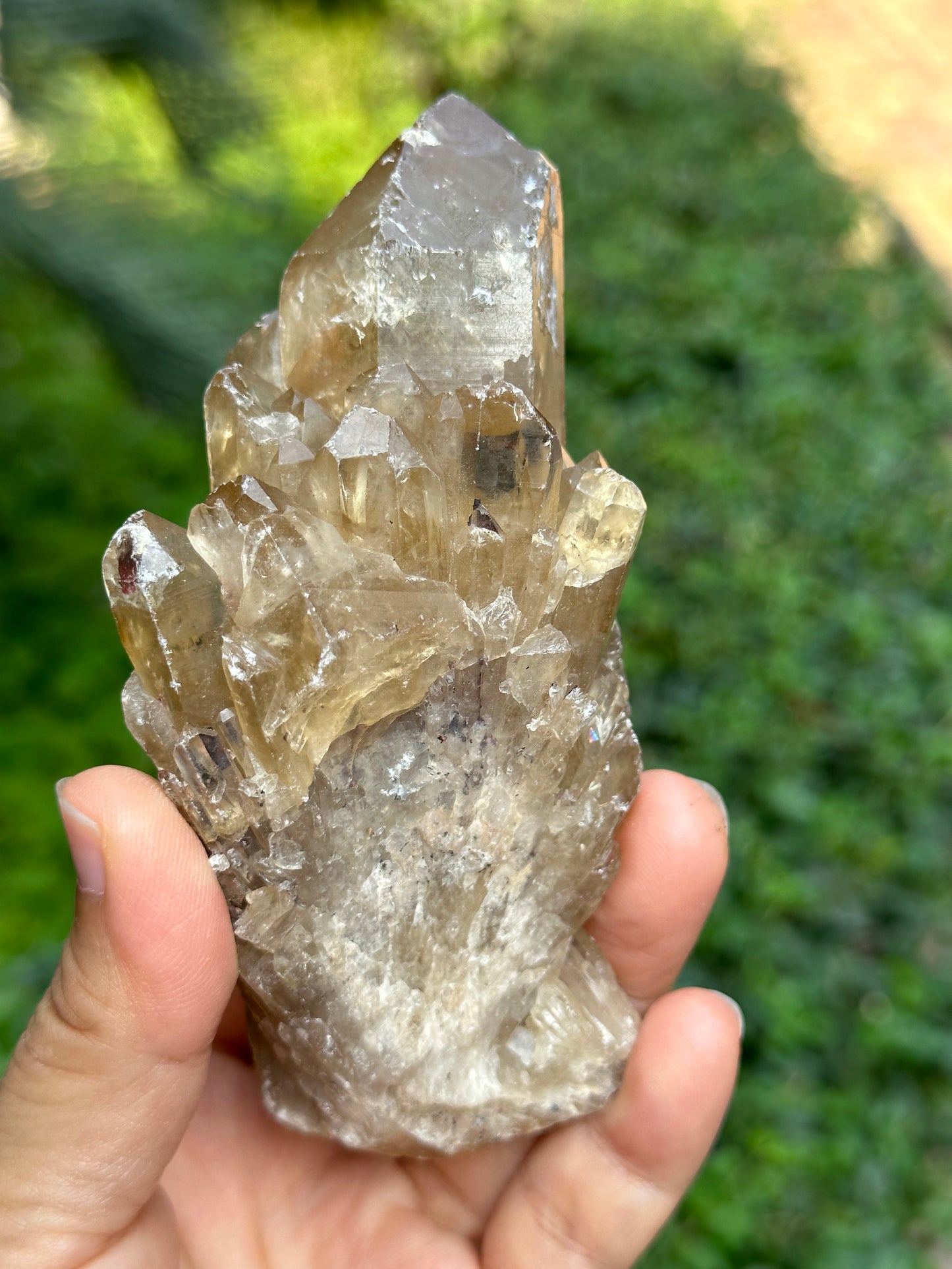 Natural Castle Citrine Quartz Crystal Cluster Point/Citrine Abundance Crystal Tower/Soulmate Twin Quartz Crystal-115*56*45 mm 279 g