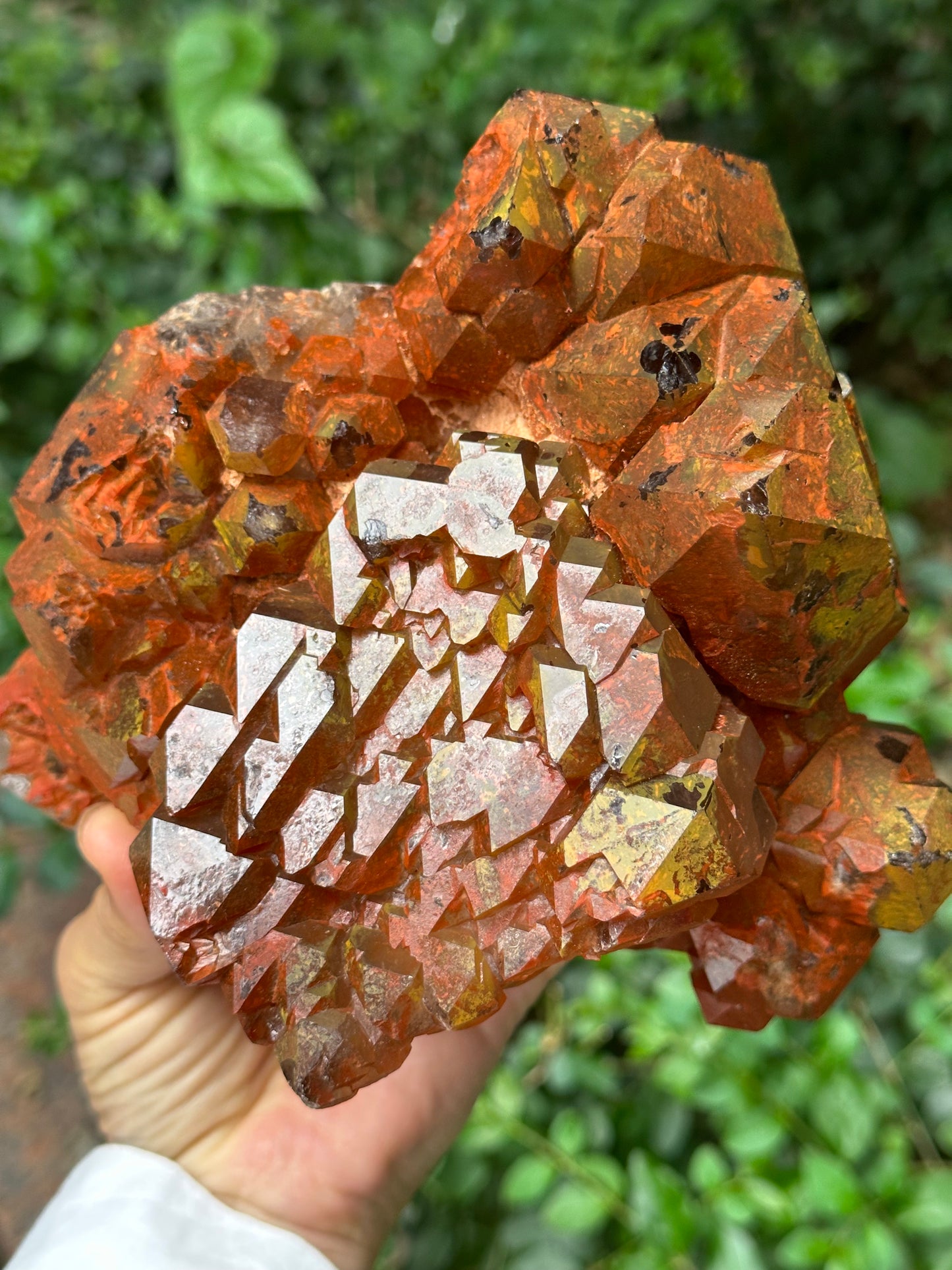 5.1 lbs Rare Tangerine Hematite Crystal Quartz Cluster-Ancient Mineral/Multiple Double Terminated Castle Quartz Elestial Crystal/Display Specimen