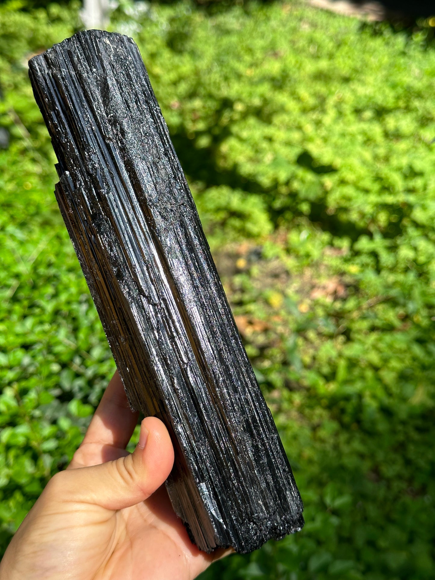 9.4" EXTRA LONG Shining Black Tourmaline Crystal Point/Raw Tourmaline Specimen/Display Stone/Meditation Crystal-240*64*55 mm 1271 g