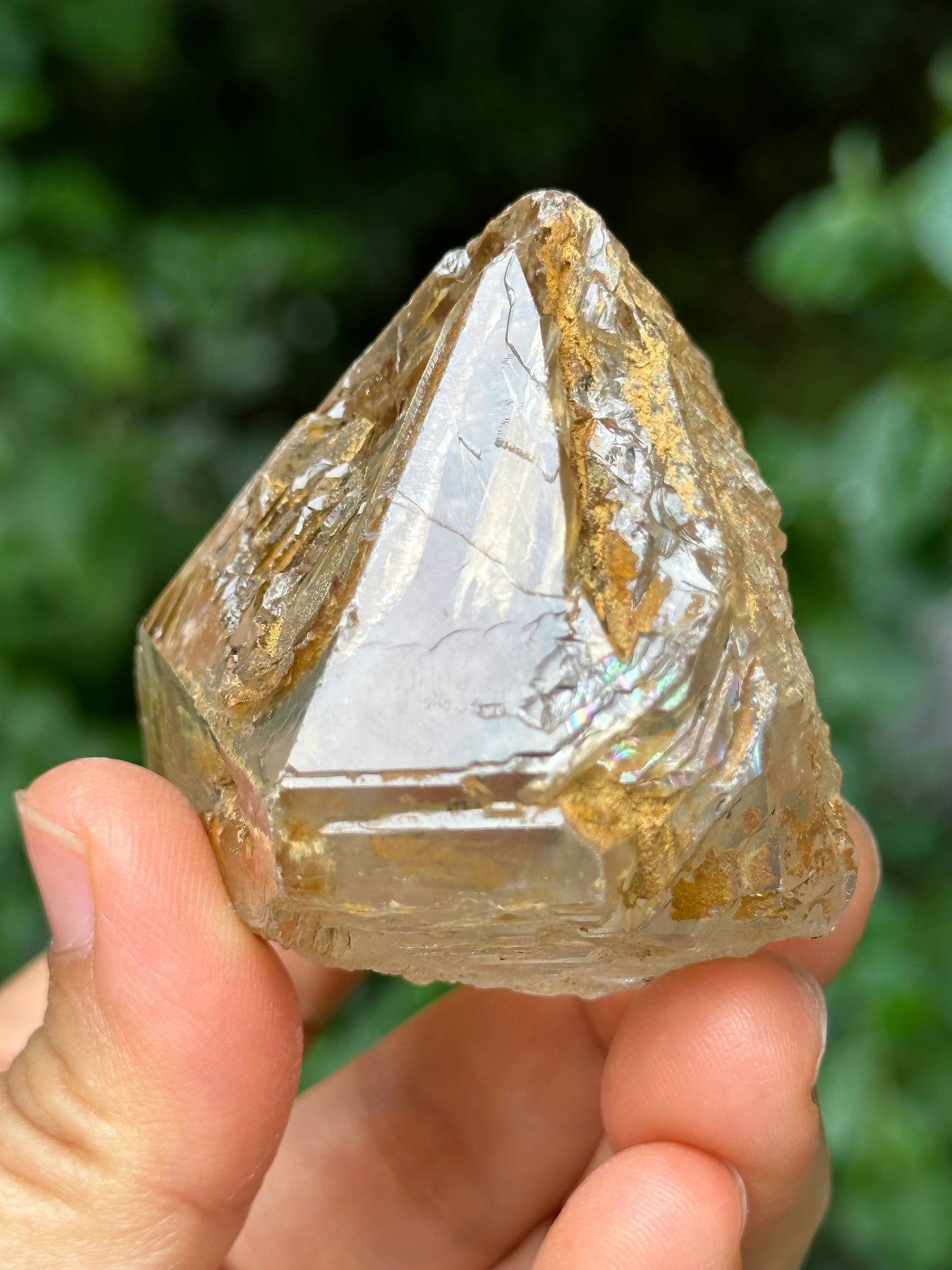 Clear Skeletal Fenster Quartz Rainbow Himalayan Crystal Point/Energy Quartz-63*55*43 mm 142 g