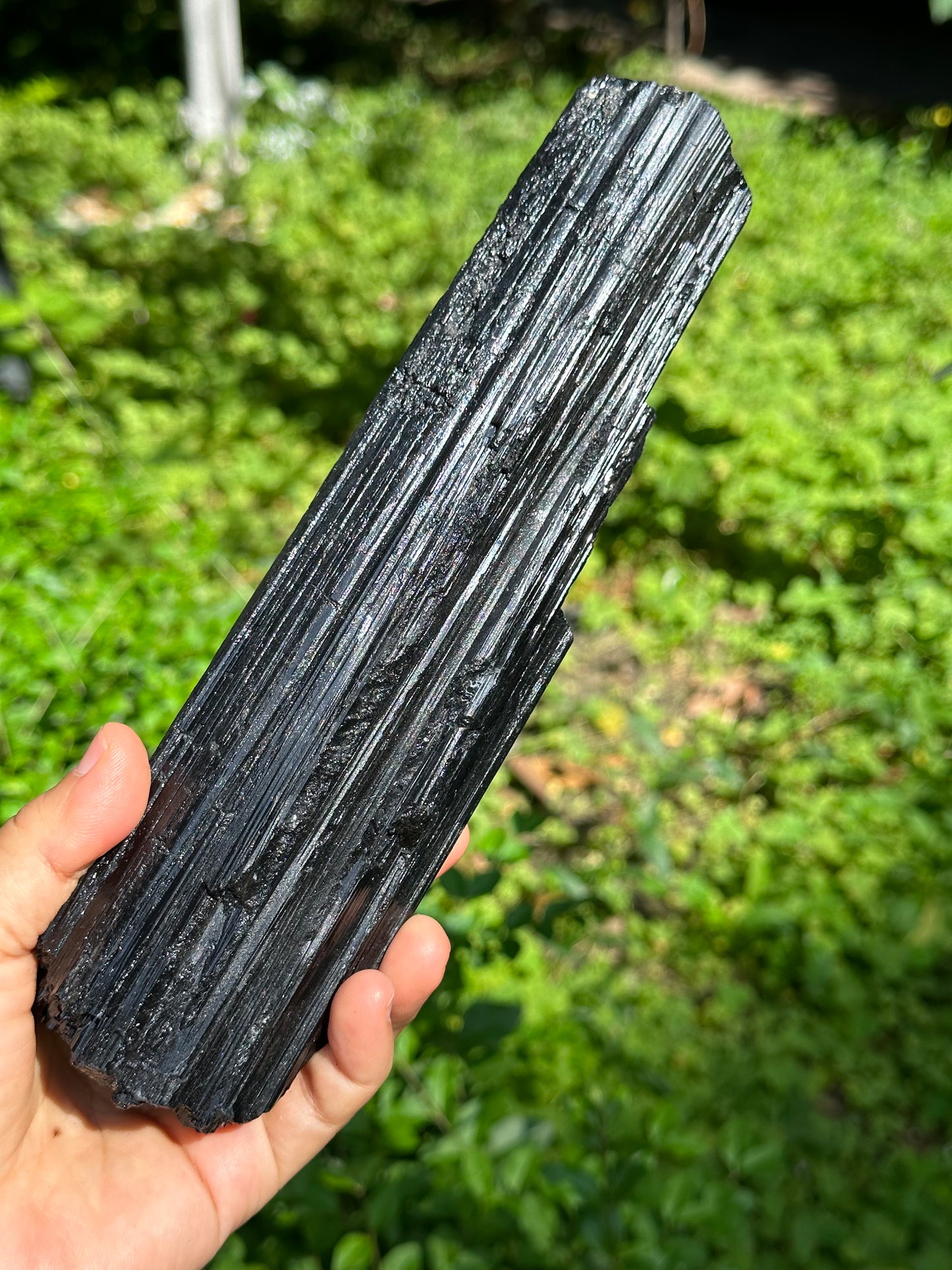 9.4" EXTRA LONG Shining Black Tourmaline Crystal Point/Raw Tourmaline Specimen/Display Stone/Meditation Crystal-240*64*55 mm 1271 g