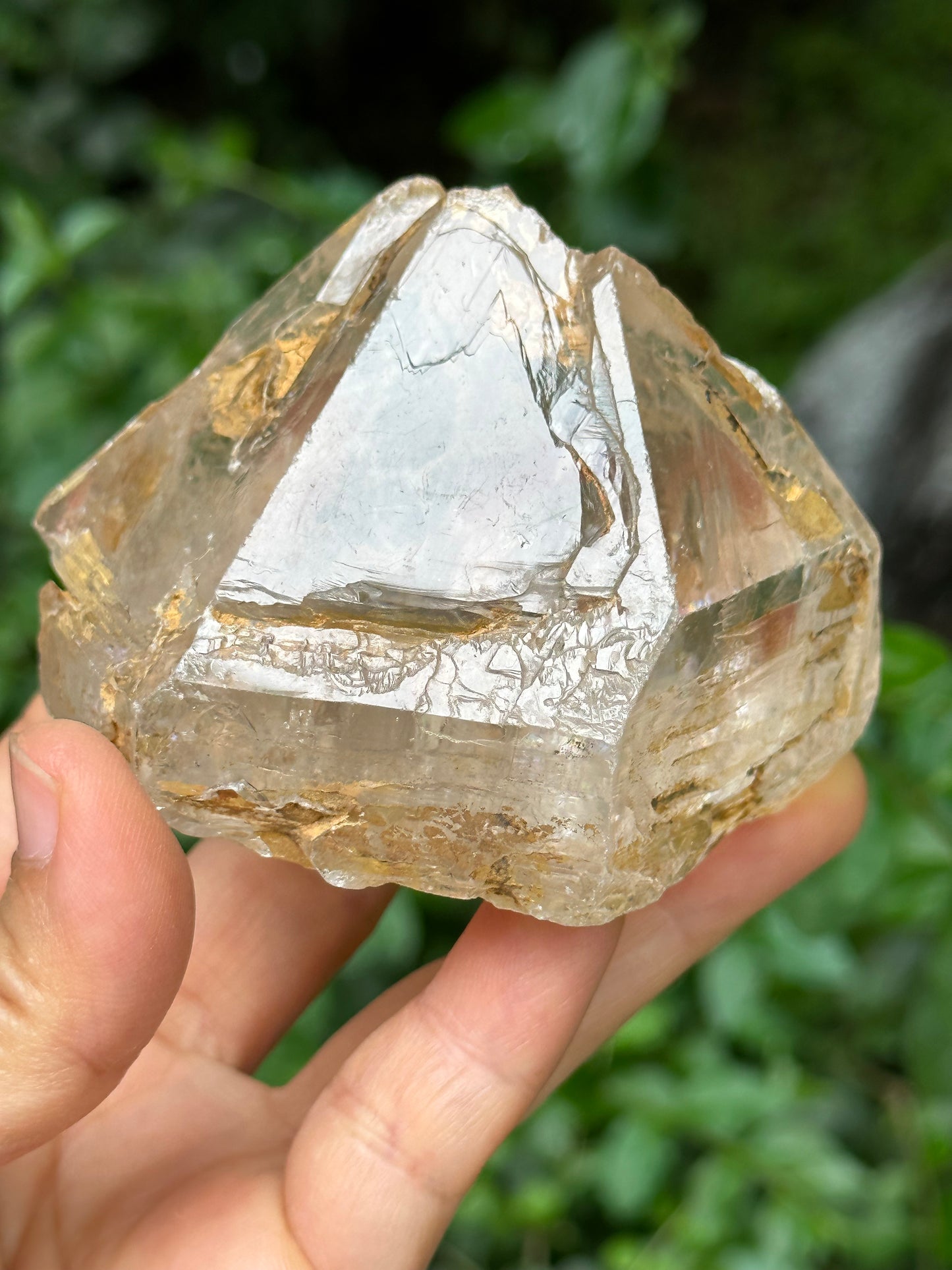 Large Clear Himalayan Skeletal Fenster Quartz with opening windows Crystal Point with golden soil-Himalayas crystal/Energy Quartz-310 g