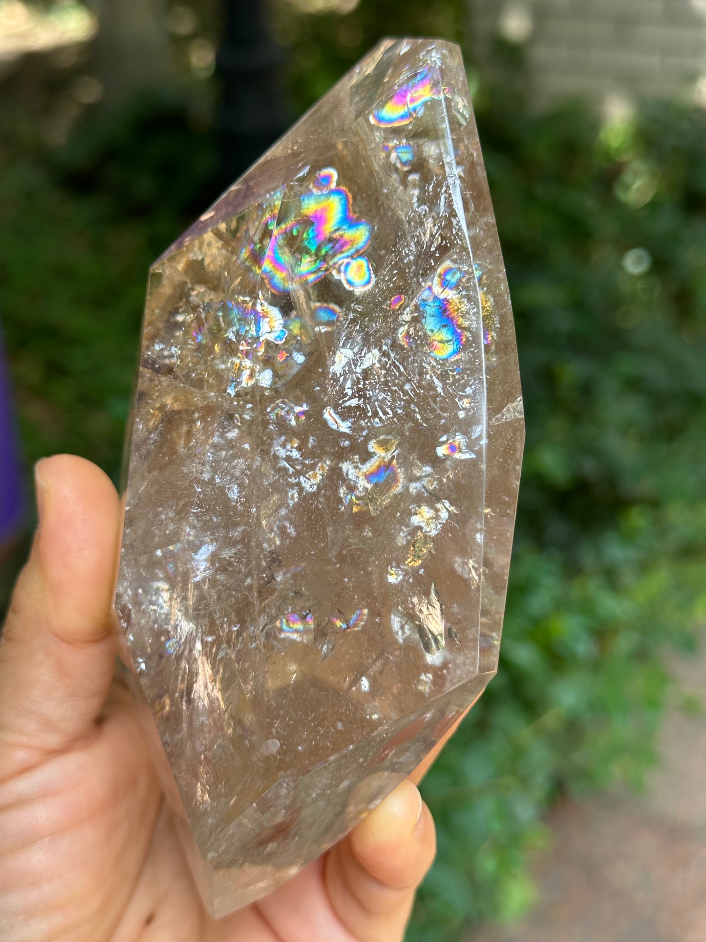 Rainbow Satyaloka Clear Azeztulite Smokey Quartz Crystal Chunk-Polished Himalayan Quartz/Special gift/Meditation Stone/Synergy 12 Stone-620g