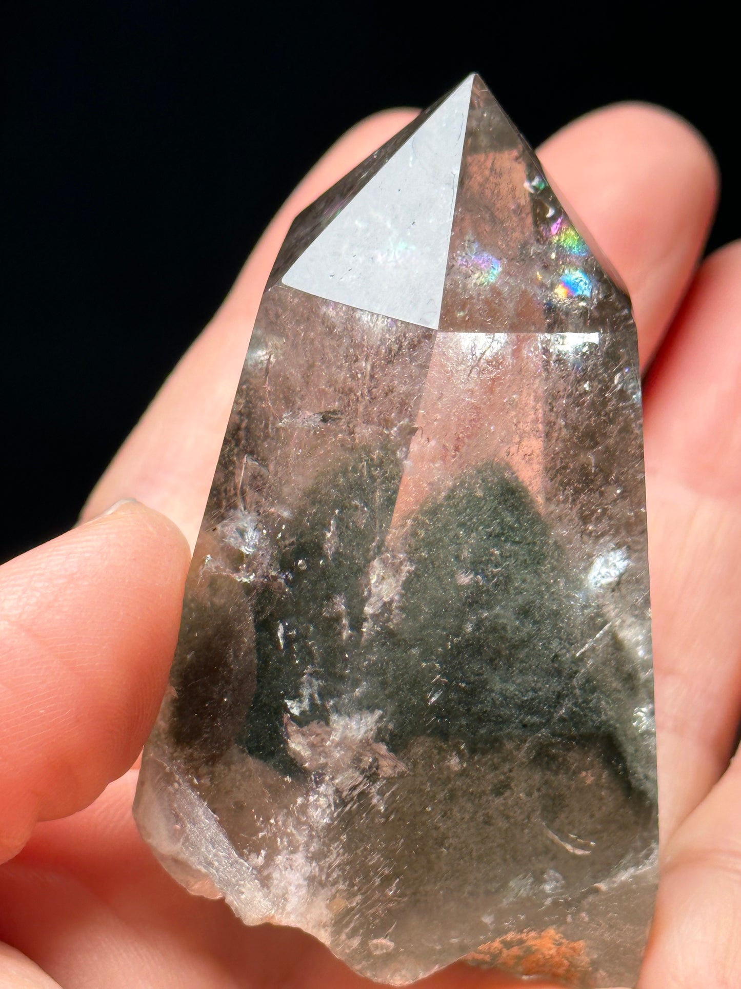 89 g Clear Green Phantom Pyramid Included in Quartz Crystal Point(Polished)