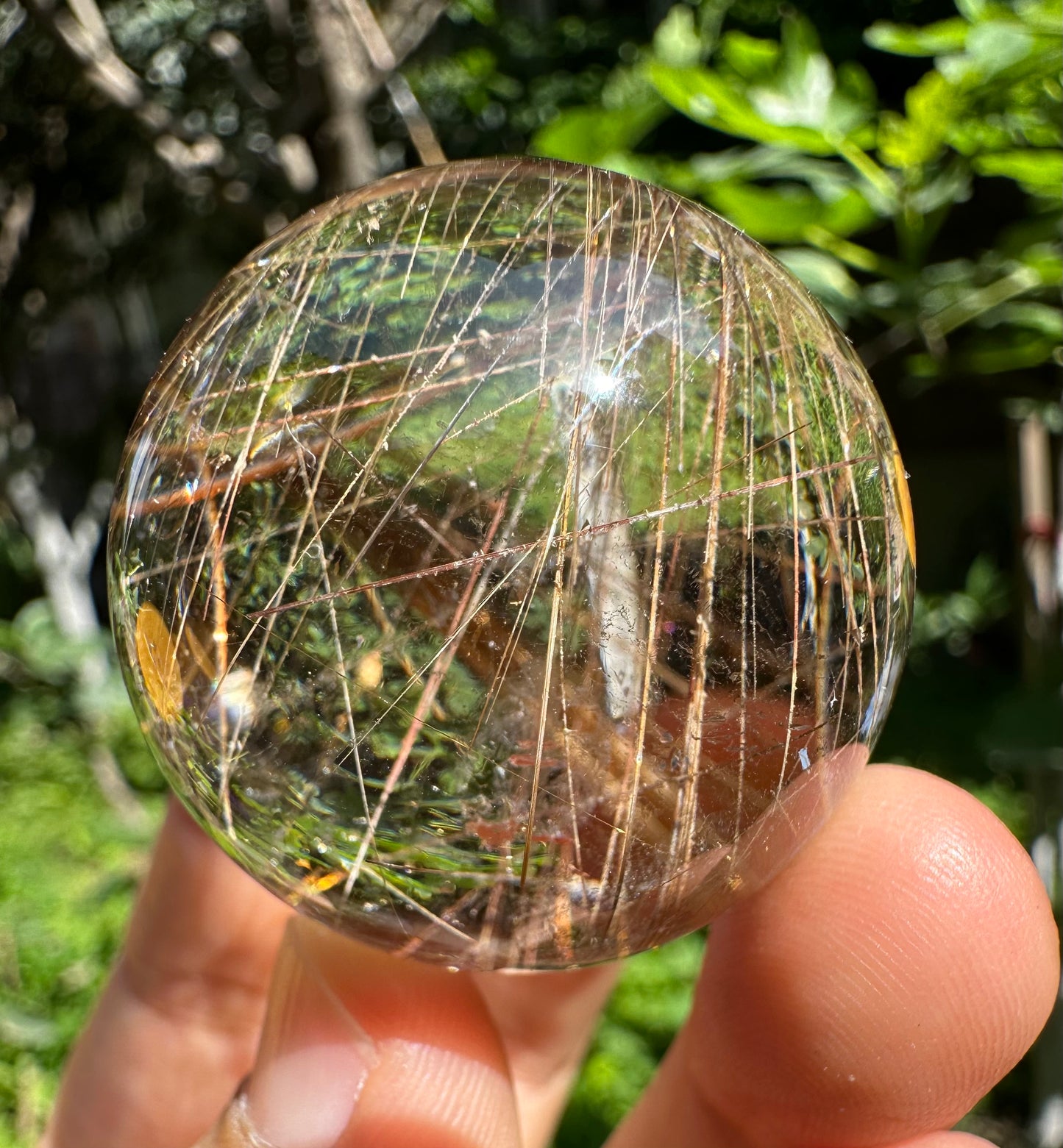 1.4”Rare Clear Golden Rutiled Crystal Quartz Sphere/Gold Rutilated/Rutilated Crystal Ball/Rutilated Quartz-36mm