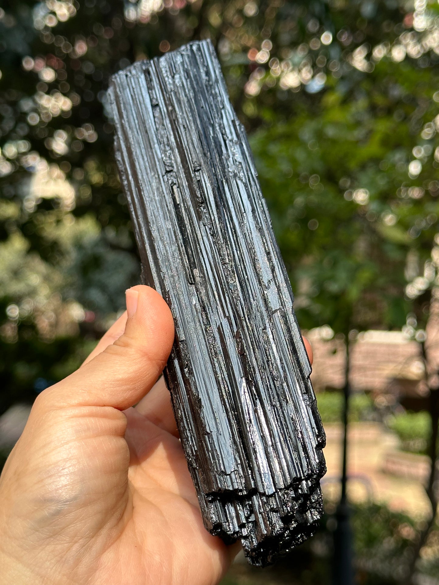 8.2 " Natural LONG & LARGE Raw Black Tourmaline Crystal Point/Shining Tourmaline Specimen-208*53*43 mm 860 g