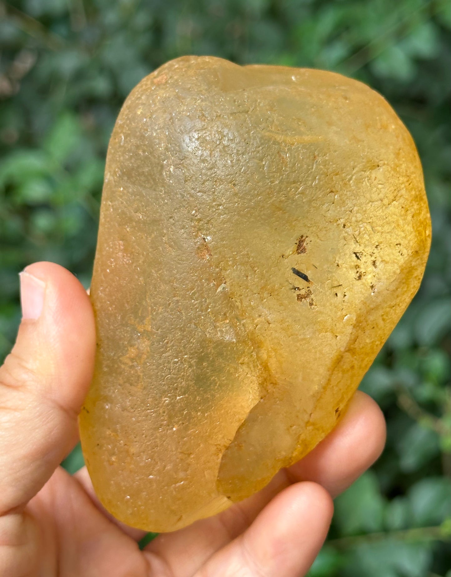 Natural Golden Surface River Tumbled Quartz Crystal Point +Black Tourmaline+Green Phantom /Tangerine Quartz/Yellow Stone/Special gift-380 g