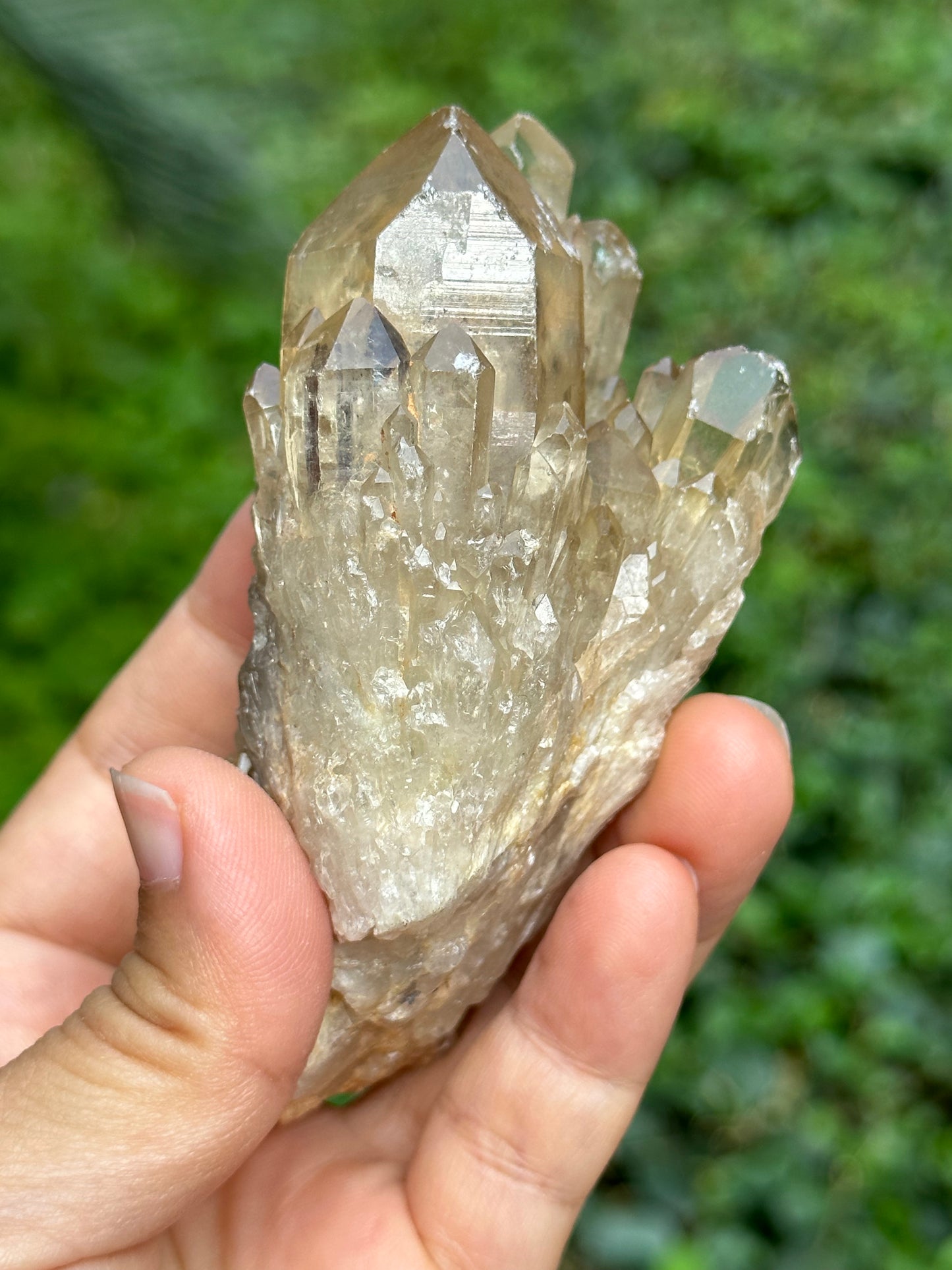 Natural Rainbow Castle Citrine  Quartz Crystal Cluster Point/Citrine Abundance Crystal Tower/Soulmate Twin Quartz Crystal-98*43*45 mm 215 g