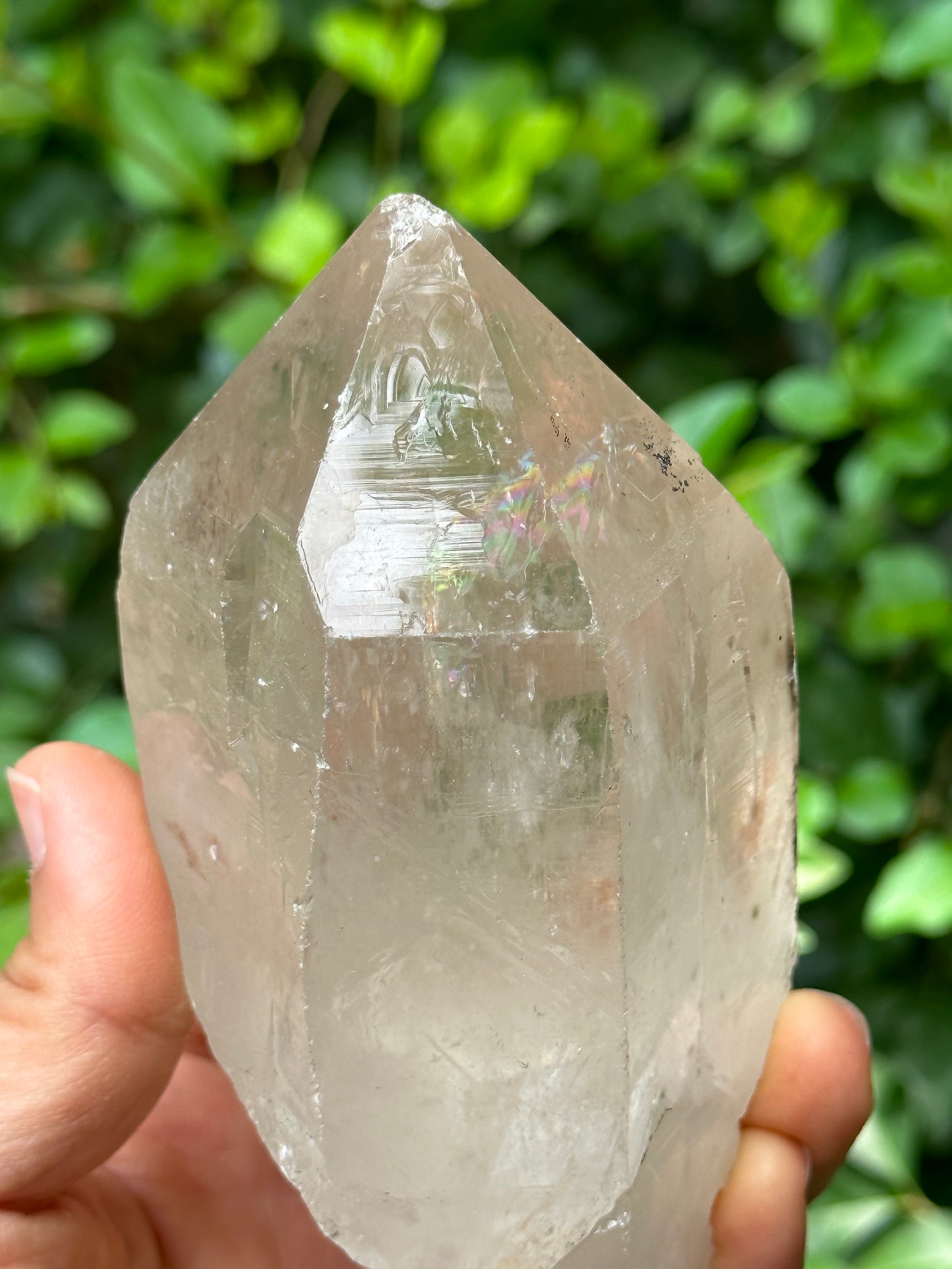 Clear Rainbow Mosaic Quartz Crystal Point