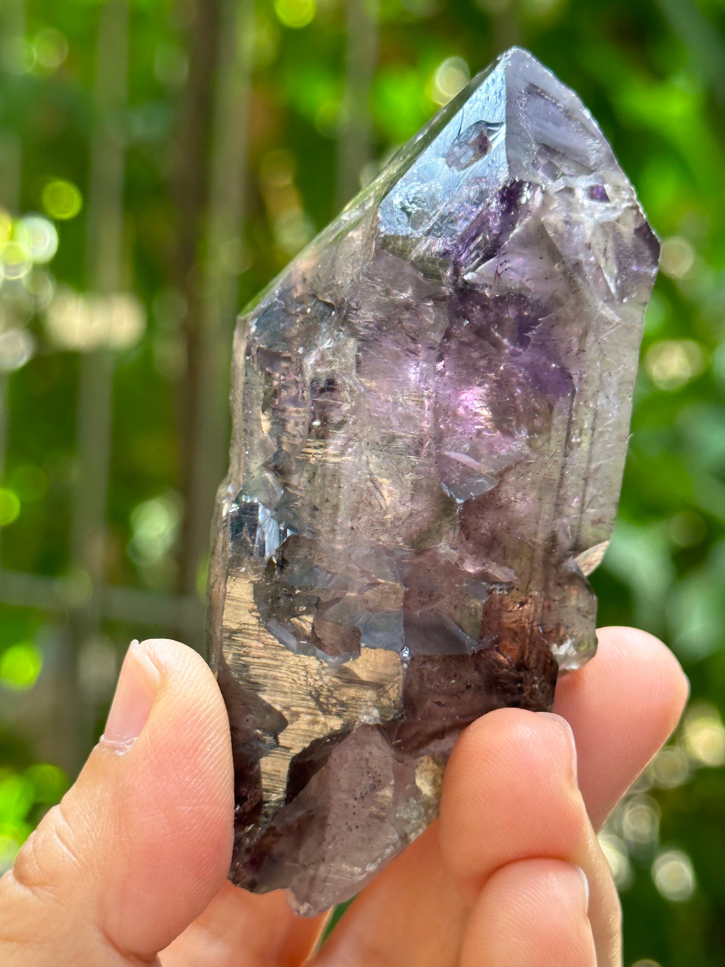 Large Raw Skeletal Fentser Quartz Super 7 Amethyst Quartz Crystal Point/Specimen/Super energy Healing Crystals/Reiki-84*38*30 mm 128 g