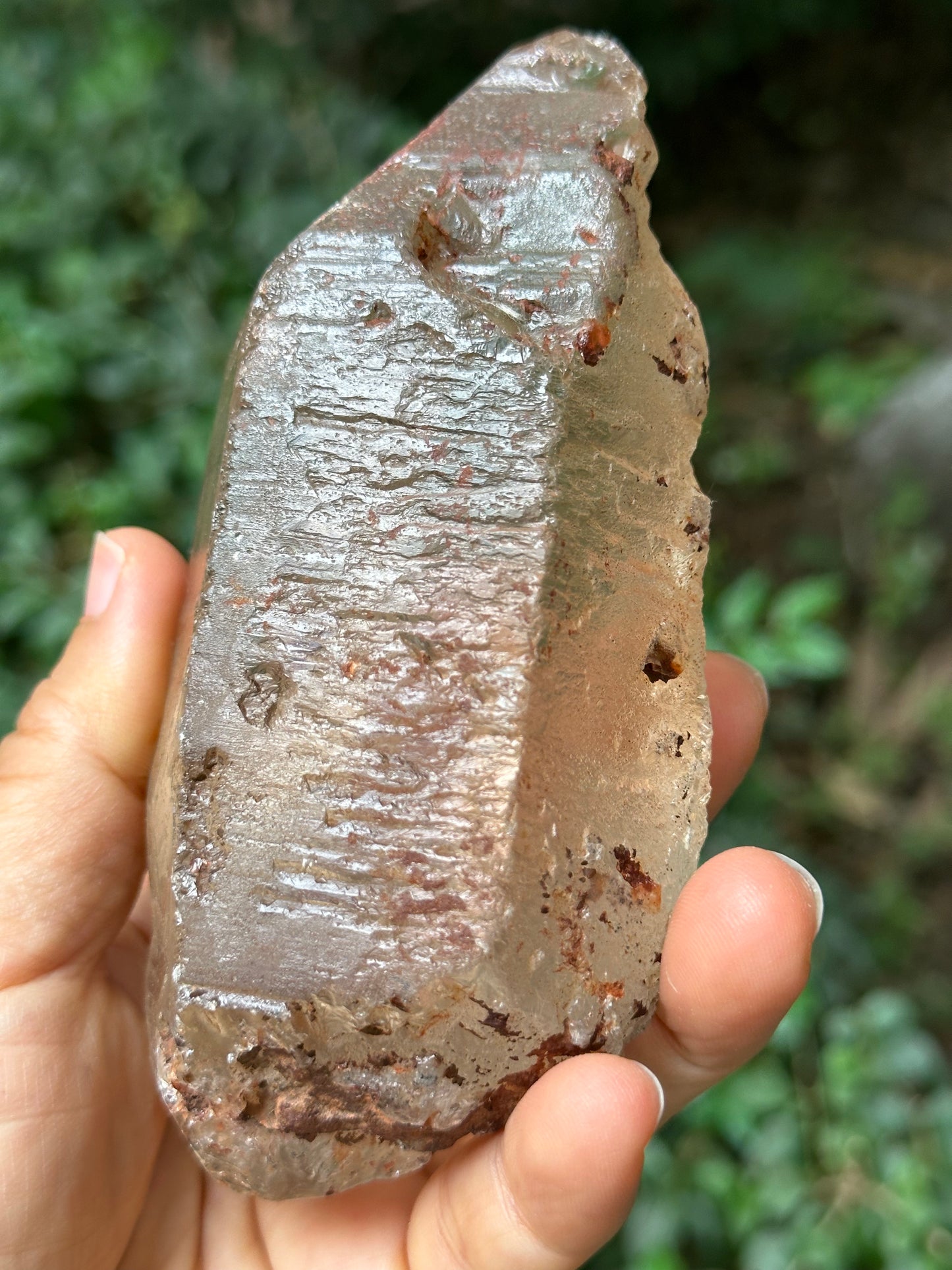 Rare Double Terminated Himalayan Nirvana Quartz Crystal/Ice Clear Rainbow Quartz Point/Self-healed Quartz from Tibet-122*58*50 mm 422 g