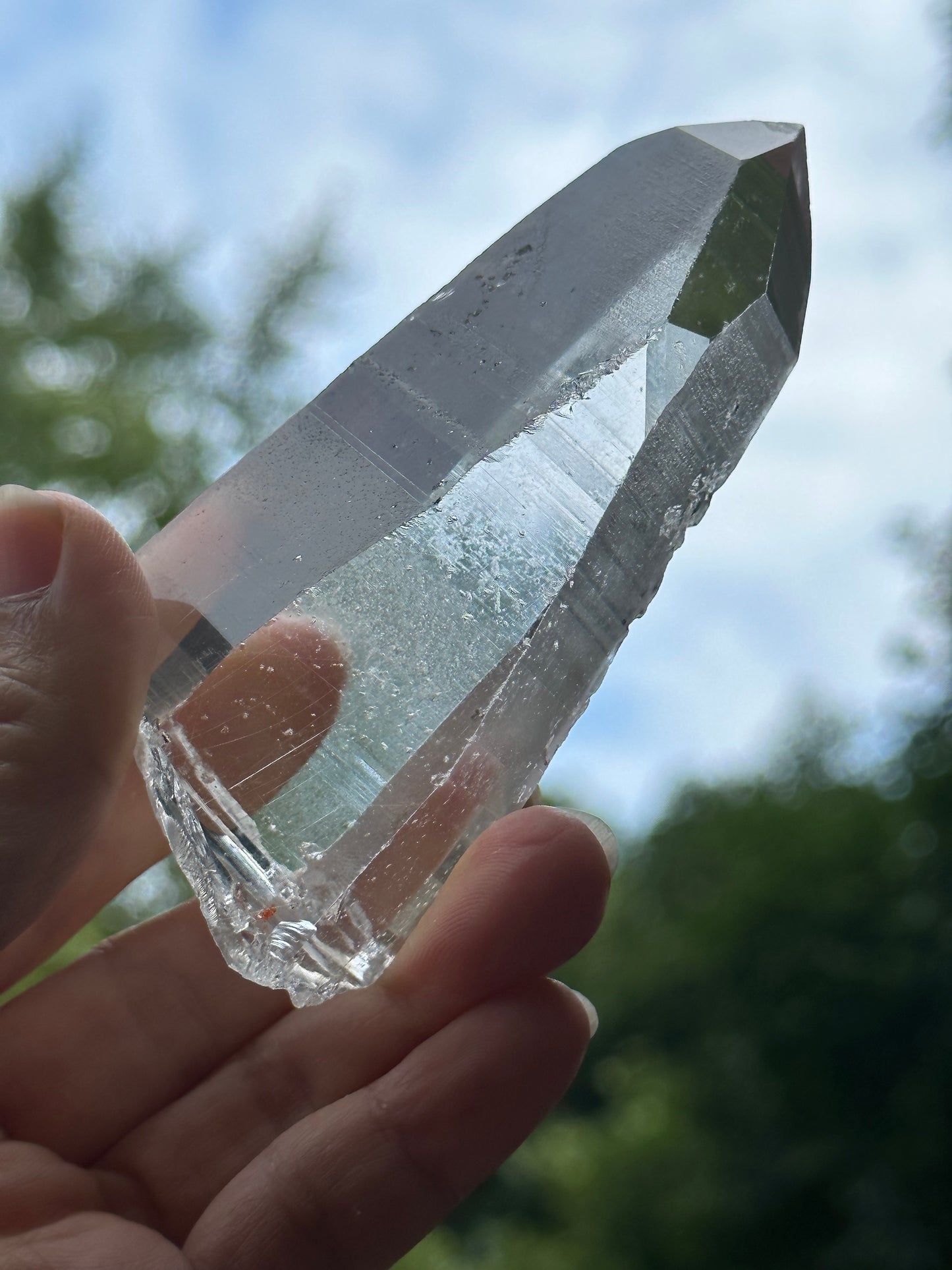 Rare Perfect Clear Lemurian Seed Quartz Crystal With Green Phantom & Silver Rutile Included