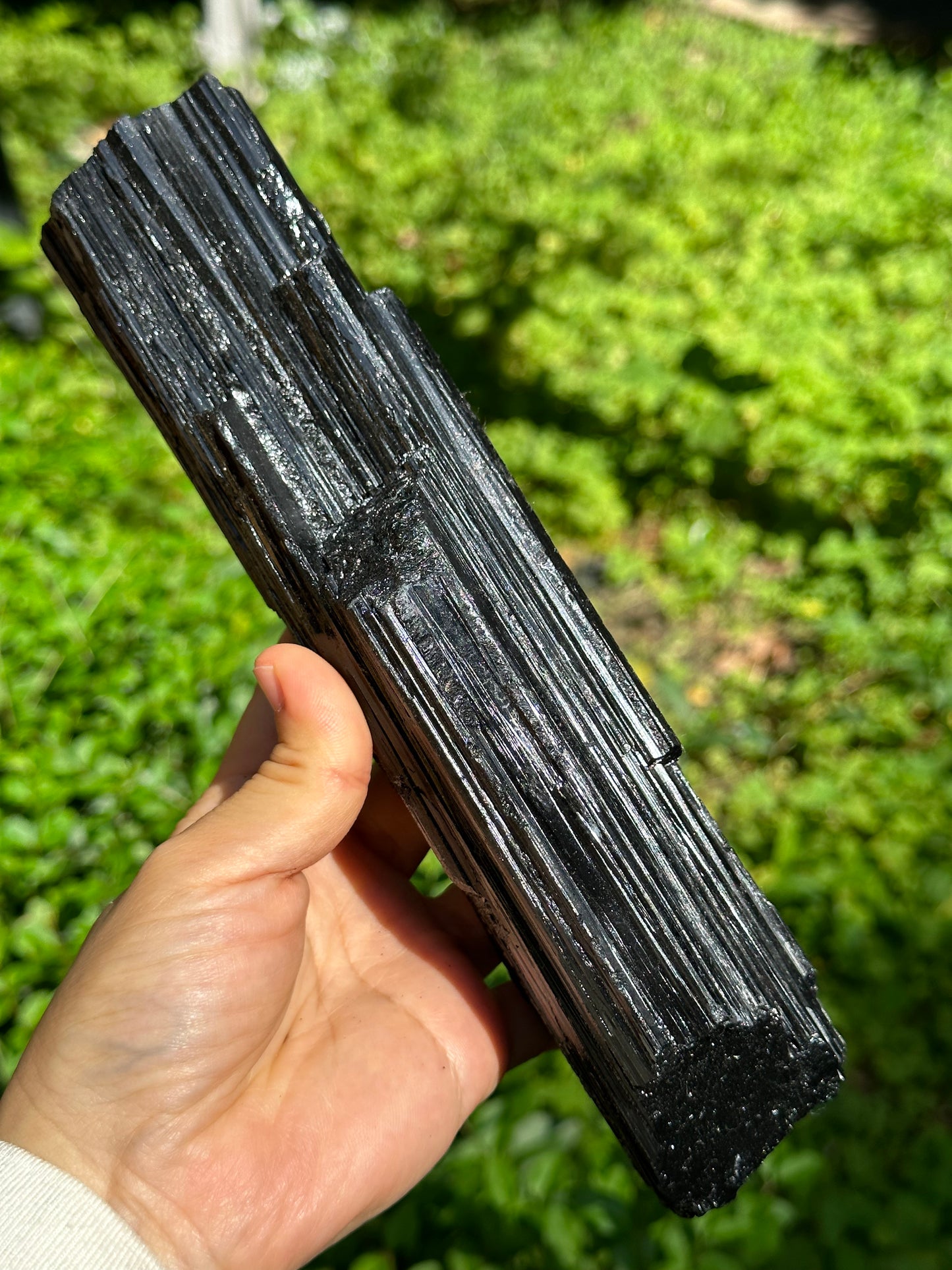 9.4" EXTRA LONG Shining Black Tourmaline Crystal Point/Raw Tourmaline Specimen/Display Stone/Meditation Crystal-240*64*55 mm 1271 g