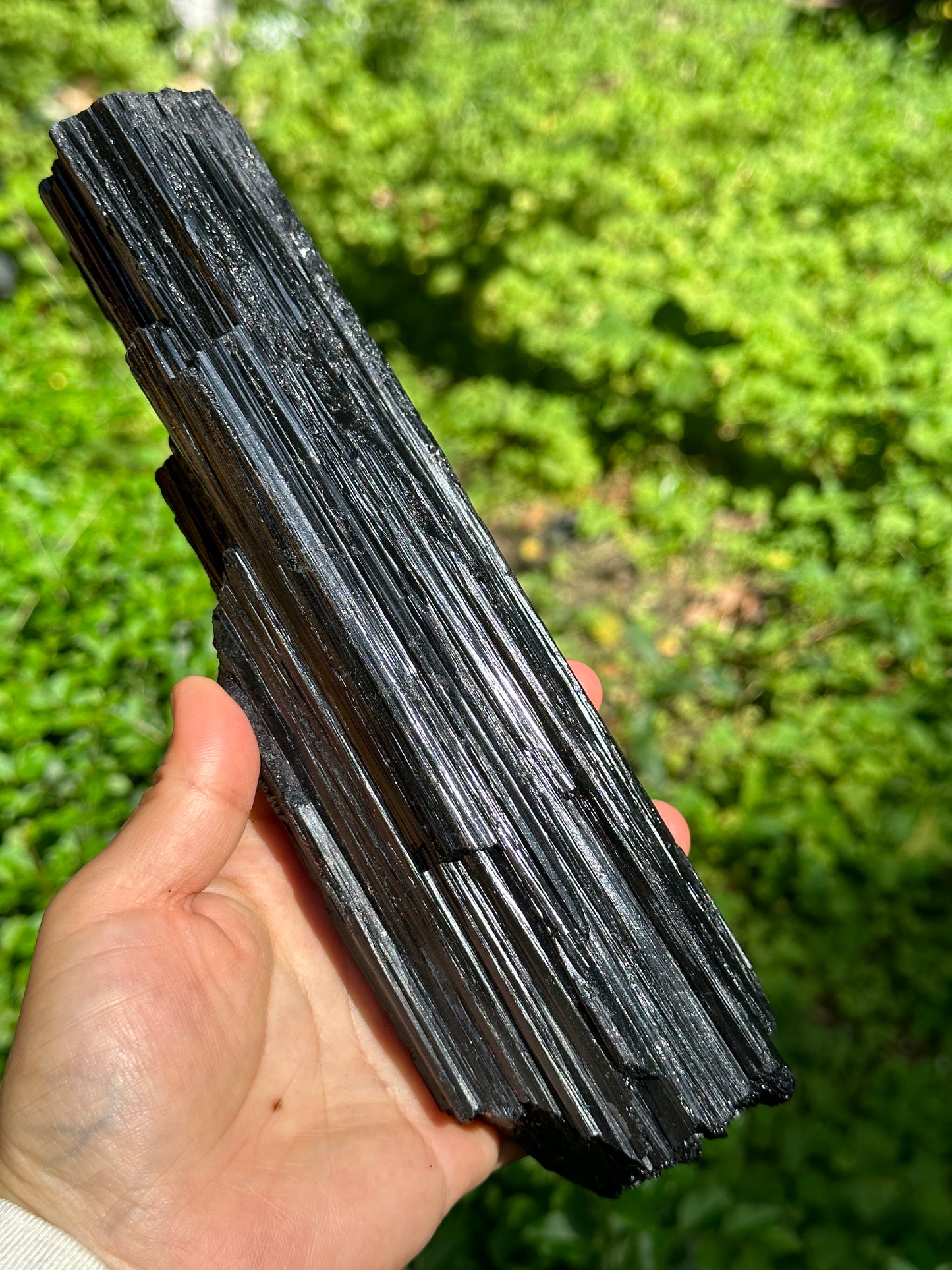 9.4" EXTRA LONG Shining Black Tourmaline Crystal Point/Raw Tourmaline Specimen/Display Stone/Meditation Crystal-240*64*55 mm 1271 g