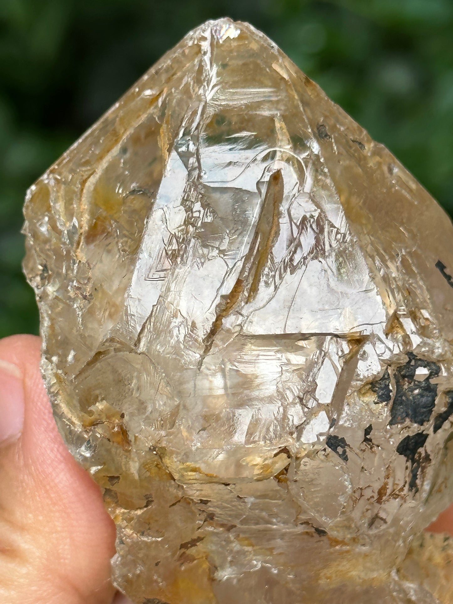 Double Terminated Clear Rainbow Himalayan Skeletal Fenster Quartz Crystal-95*50*47 mm 200 g