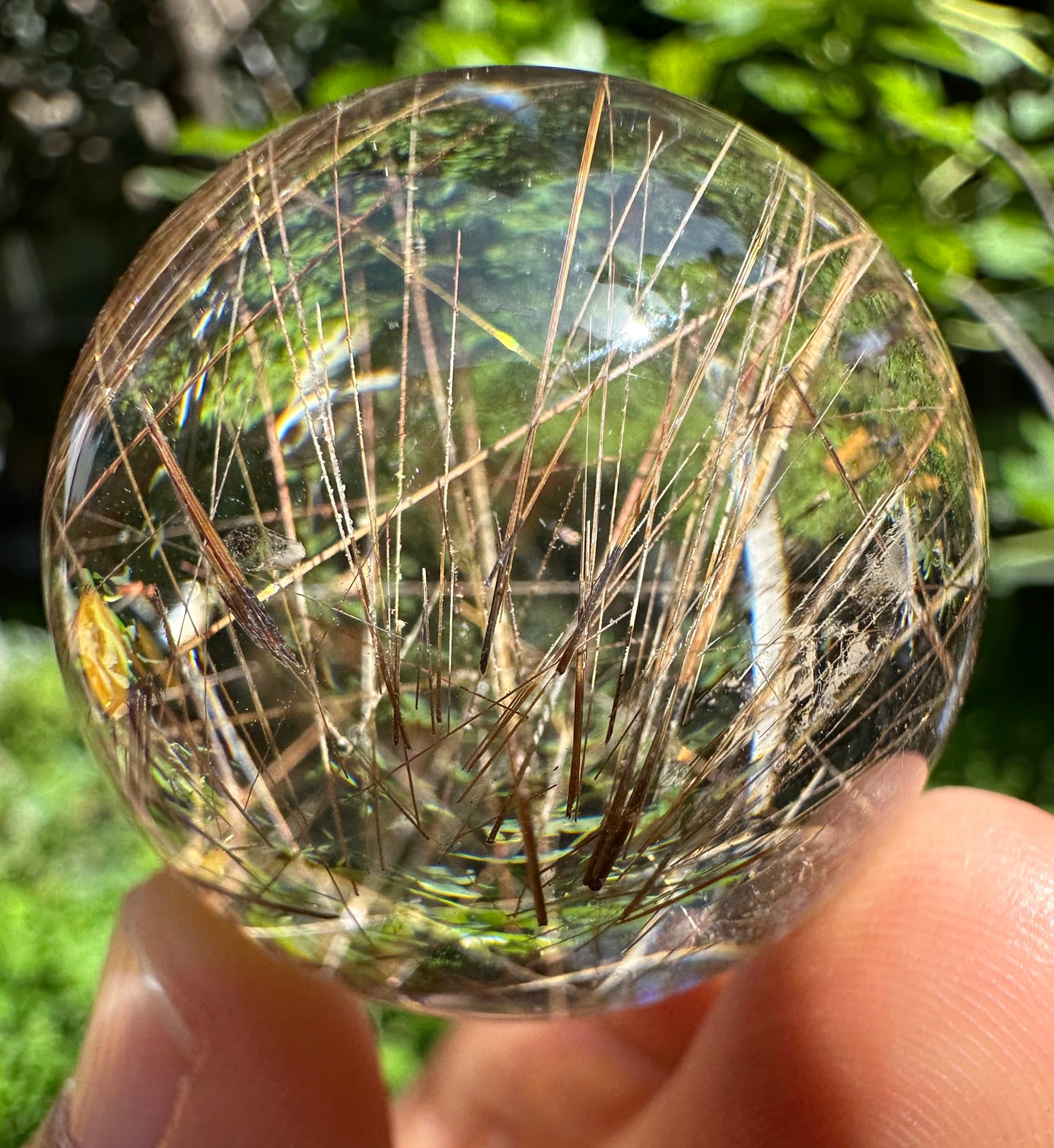 1.4”Rare Clear Golden Rutiled Crystal Quartz Sphere/Gold Rutilated/Rutilated Crystal Ball/Rutilated Quartz-36mm