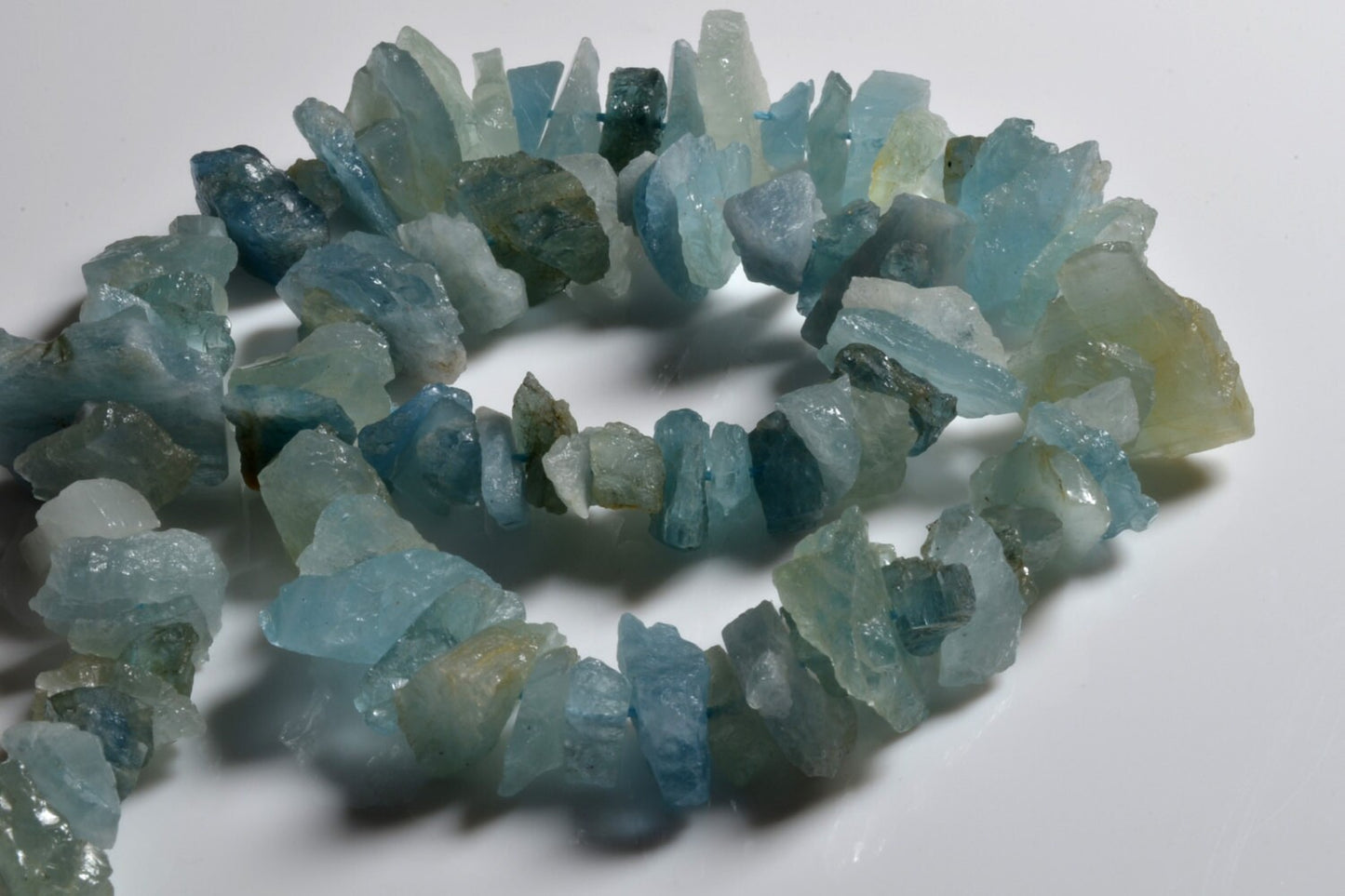 Raw Natural  Aquamarine/ Rough Aquamarine/rarity Larger Raw Aquamarine points- Full Strand -8mm x14mm