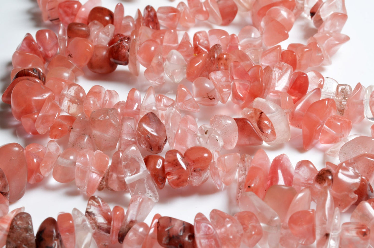 Full Strand(85cm)Natural Red Rutilated Beads of gravel-tumbled/Strawberry Quartz Beads -freeform-1 is appx.3mm to 5mm,8mm to 12mm