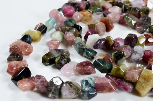 Full Strand(40cm)Bright Watermelon Tourmaline / Freeform Multi Tourmaline / rough Tourmaline/ Natural Tourmalin -1 point is appx.5-8mm