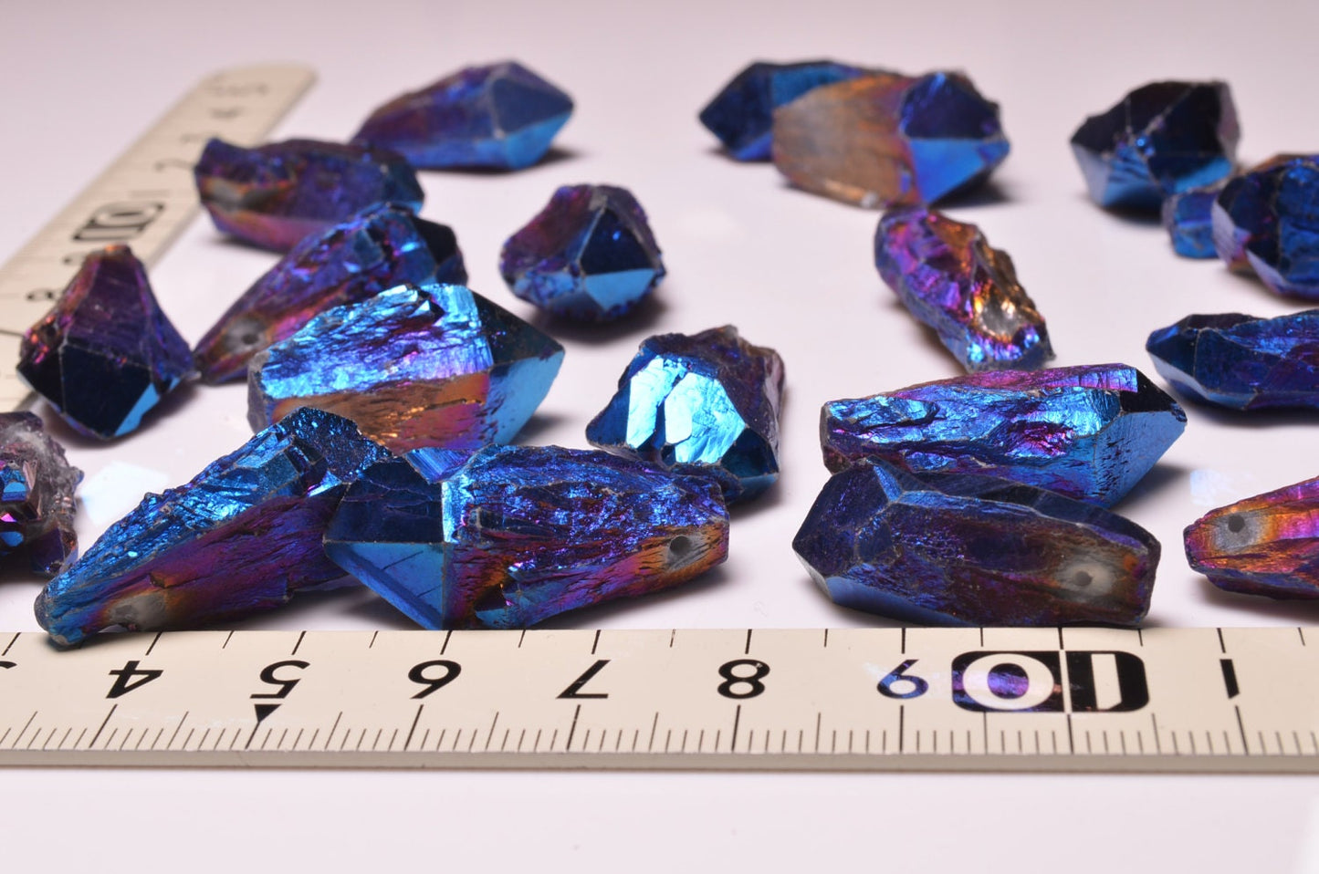 Blue Titanium Plated Quartz Points/Natural Solar Quartz/Narutal Crystal Points/Aqua Aura Spirit Quartz Points-1piece-Approx.14*25mm