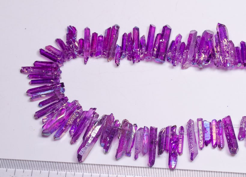 Rainbow DarkViolet Titanium Raw Crystal Points-AB plating/Titanium Aura Raw Crystal beads for Crown,Pendant,Earing,Approx.10~20mm-one Strand