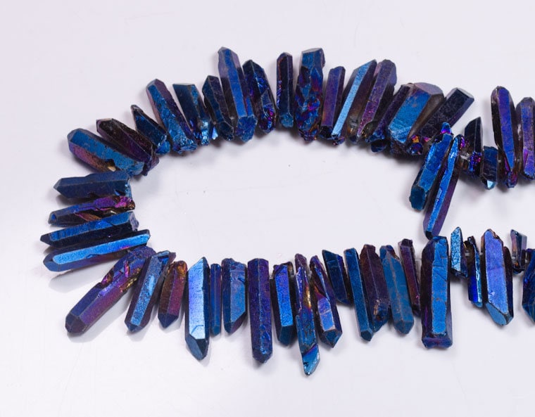 Purple Sheen Royal Blue Titanium Crystal Points/Aqua Aura Spirit Quartz Beads Crystal beads for Crown,Necklace,Pendant,Earing-Approx.15~30mm