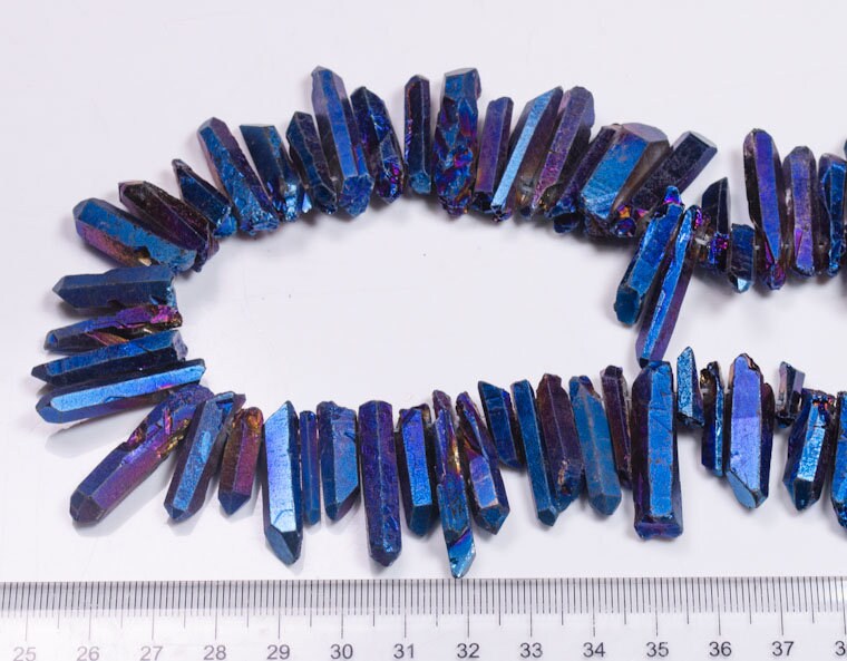 Purple Sheen Royal Blue Titanium Crystal Points/Aqua Aura Spirit Quartz Beads Crystal beads for Crown,Necklace,Pendant,Earing-Approx.15~30mm