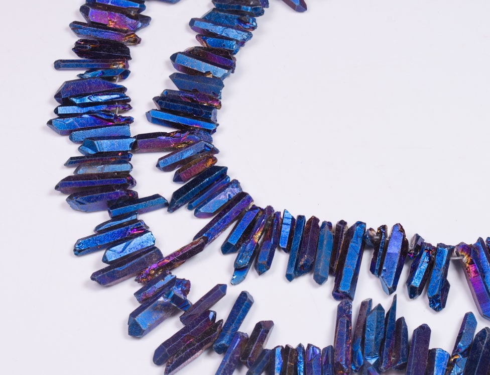 Purple Sheen Royal Blue Titanium Crystal Points/Aqua Aura Spirit Quartz Beads Crystal beads for Crown,Necklace,Pendant,Earing-Approx.15~30mm