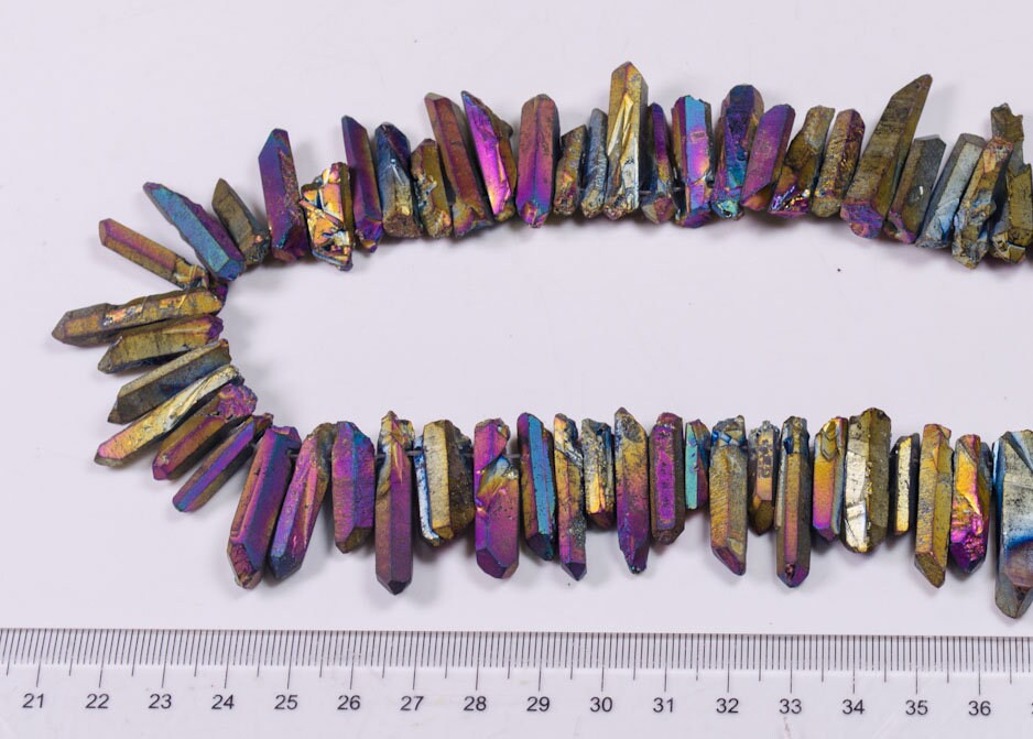 Purple Blue Sheen Golden Titanium Raw Crystal Quartz Points/Titanium Aura Raw Crystal beads for Crown,Pendant,Earring-Approx.15~25mm