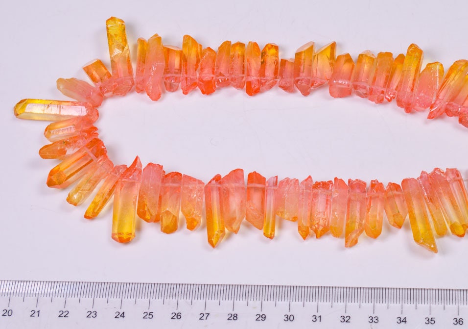 Gradient Color Red to Yellow Aura Quartz Crystal Points/Color Ramp Titanium Aura Crystal Beads for Crown,Pendant,Earing-Approx.10~25mm