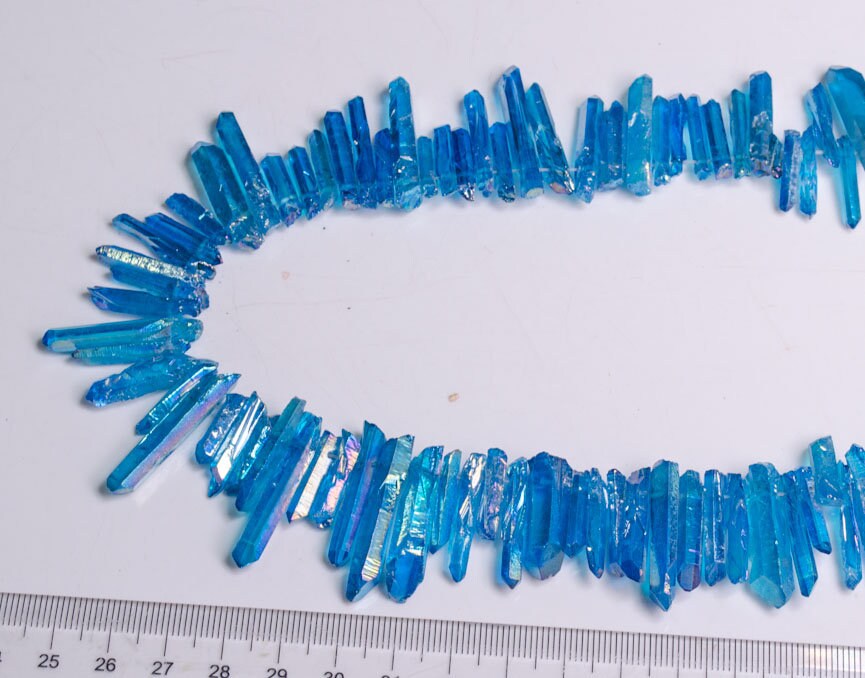 Rainbow Deep Sky-Blue Aqua Aura Spirit Quartz Beads/Titanium Raw Crystal Points-AB plating Beads for Crown,Necklace,Pendant,Earring-Drilled