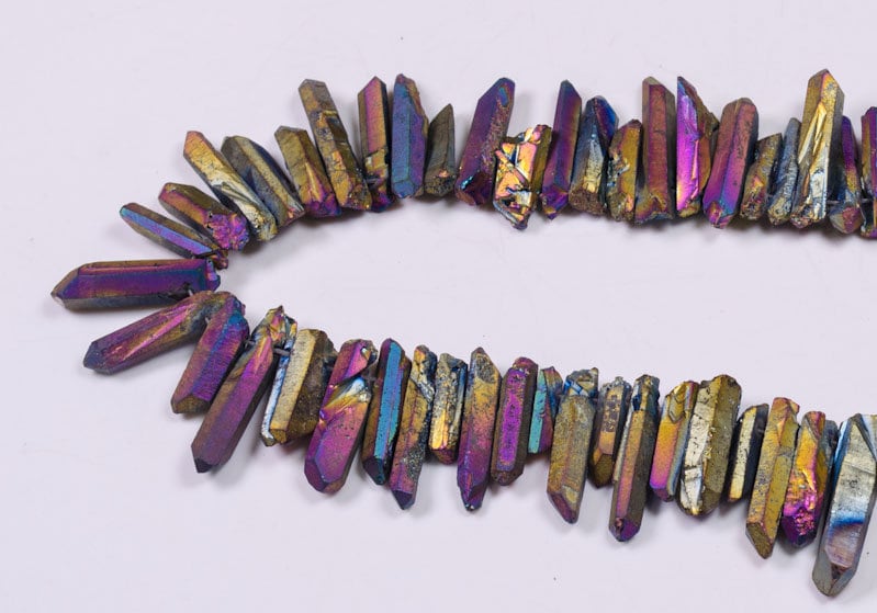 Purple Blue Sheen Golden Titanium Raw Crystal Quartz Points/Titanium Aura Raw Crystal beads for Crown,Pendant,Earring-Approx.15~25mm