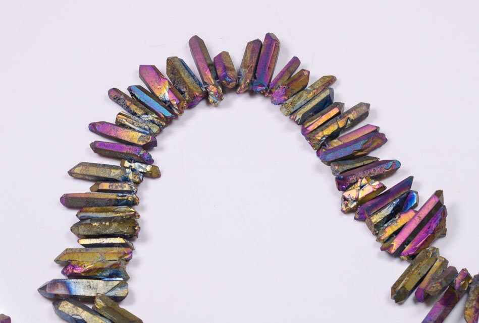 Purple Blue Sheen Golden Titanium Raw Crystal Quartz Points/Titanium Aura Raw Crystal beads for Crown,Pendant,Earring-Approx.15~25mm