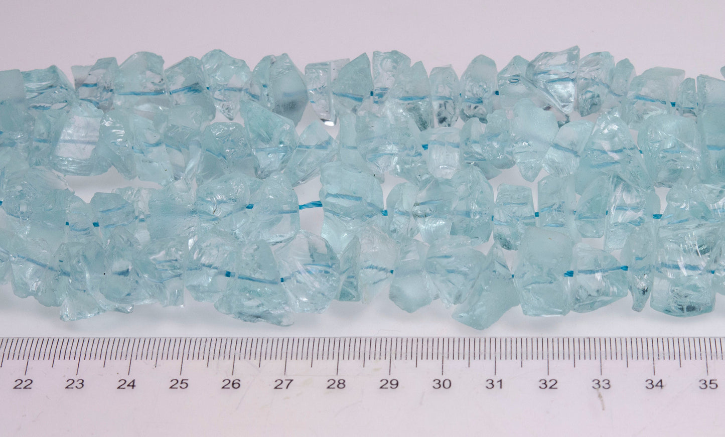 Full Strand(40 cm) Large Rough Aquamarine Glass Beads/Raw Blue Sea Glass Nuggets/Crystal Quartz-Approx.12~18mm