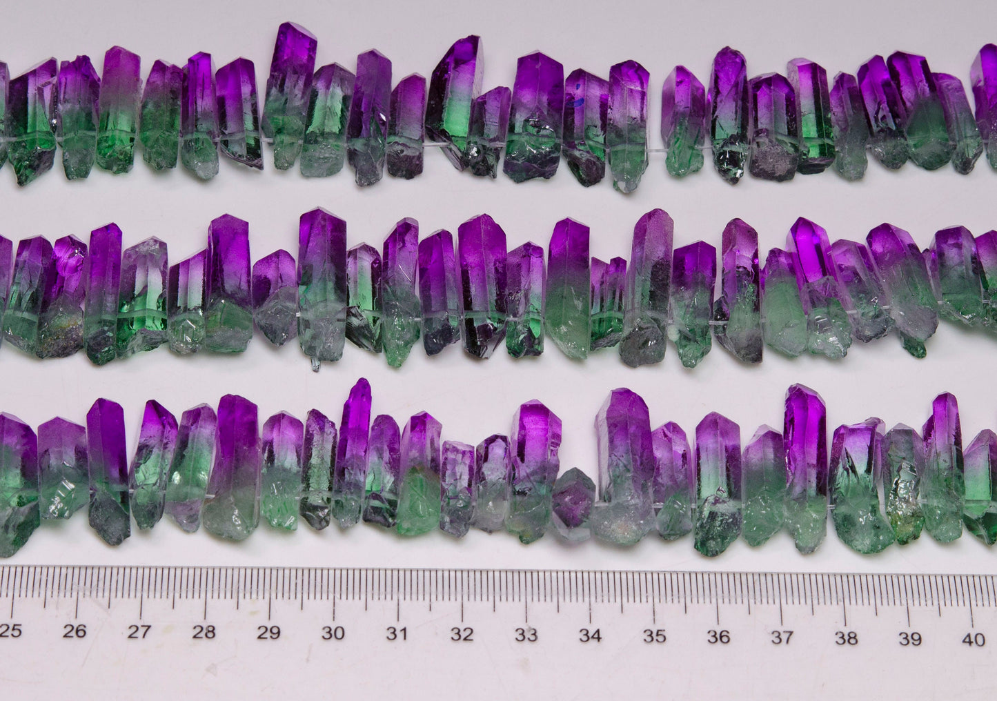 Color Progression Purple to Green Aura Quartz Crystal Point/Gradient Titanium Aura Crystal Bead for Crown,Pendant,Earing-Approx.10~25mm