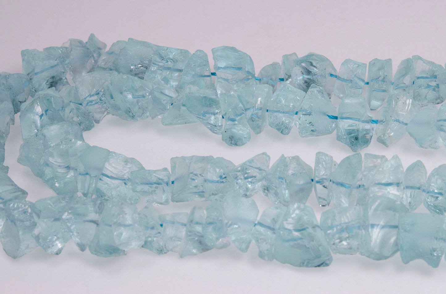 Full Strand(40 cm) Large Rough Aquamarine Glass Beads/Raw Blue Sea Glass Nuggets/Crystal Quartz-Approx.12~18mm