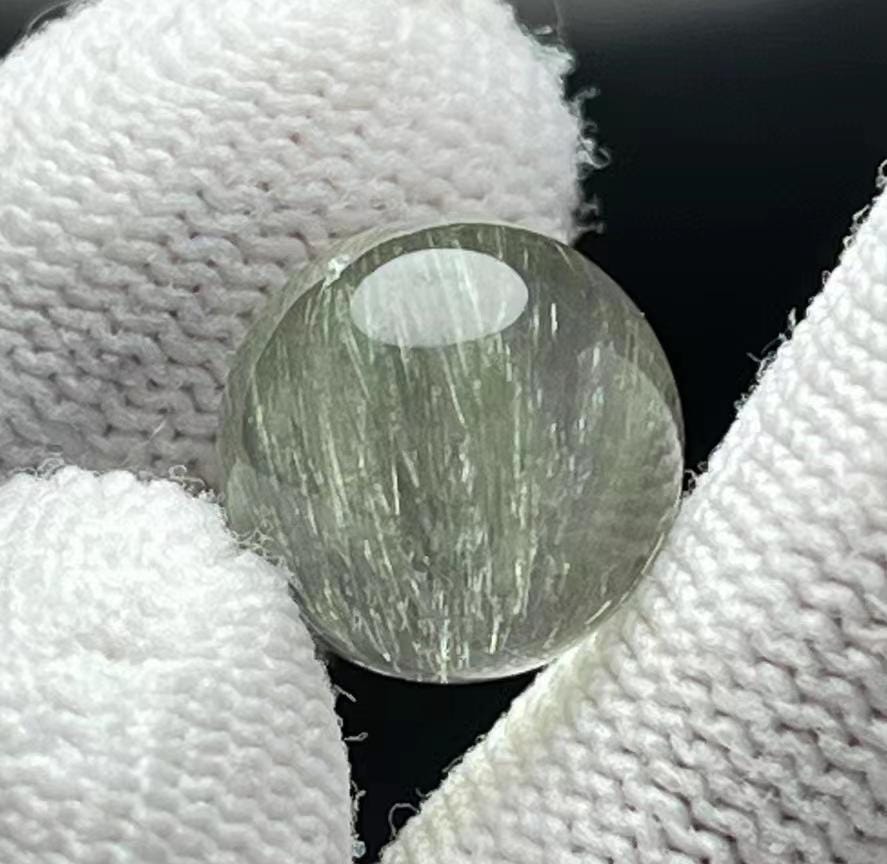 12mm Green Rutile Quartz Ball,Green Needle Include in Natural Clear Crystal Bead,Healing Crystal,Crystal Bead Pendant,Necklace Making