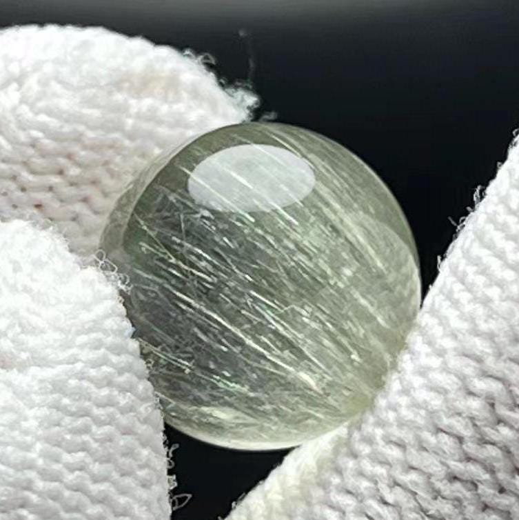 12mm Green Rutile Quartz Ball,Green Needle Include in Natural Clear Crystal Bead,Healing Crystal,Crystal Bead Pendant,Necklace Making