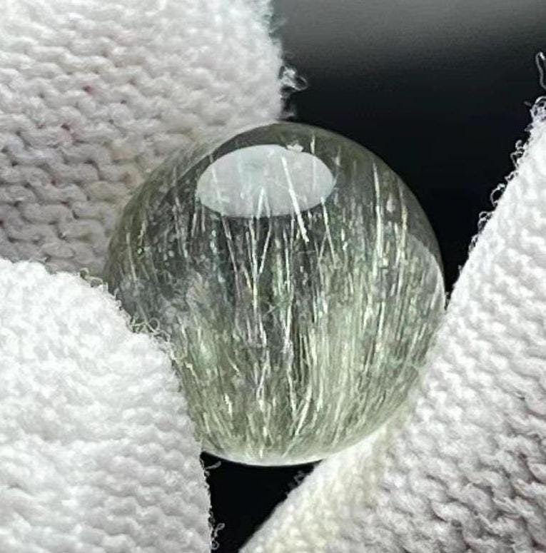 12mm Green Rutile Quartz Ball,Green Needle Include in Natural Clear Crystal Bead,Healing Crystal,Crystal Bead Pendant,Necklace Making