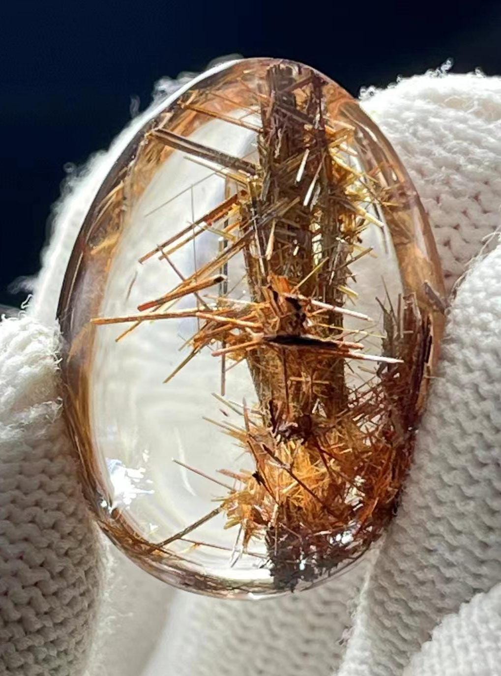 Natural Clear Rutile Quartz Crystal Pendant,with Inclusion of Copper Titanium,Copper Thorny Tree Trunk Phantom,High Clarity Crystal Pendant