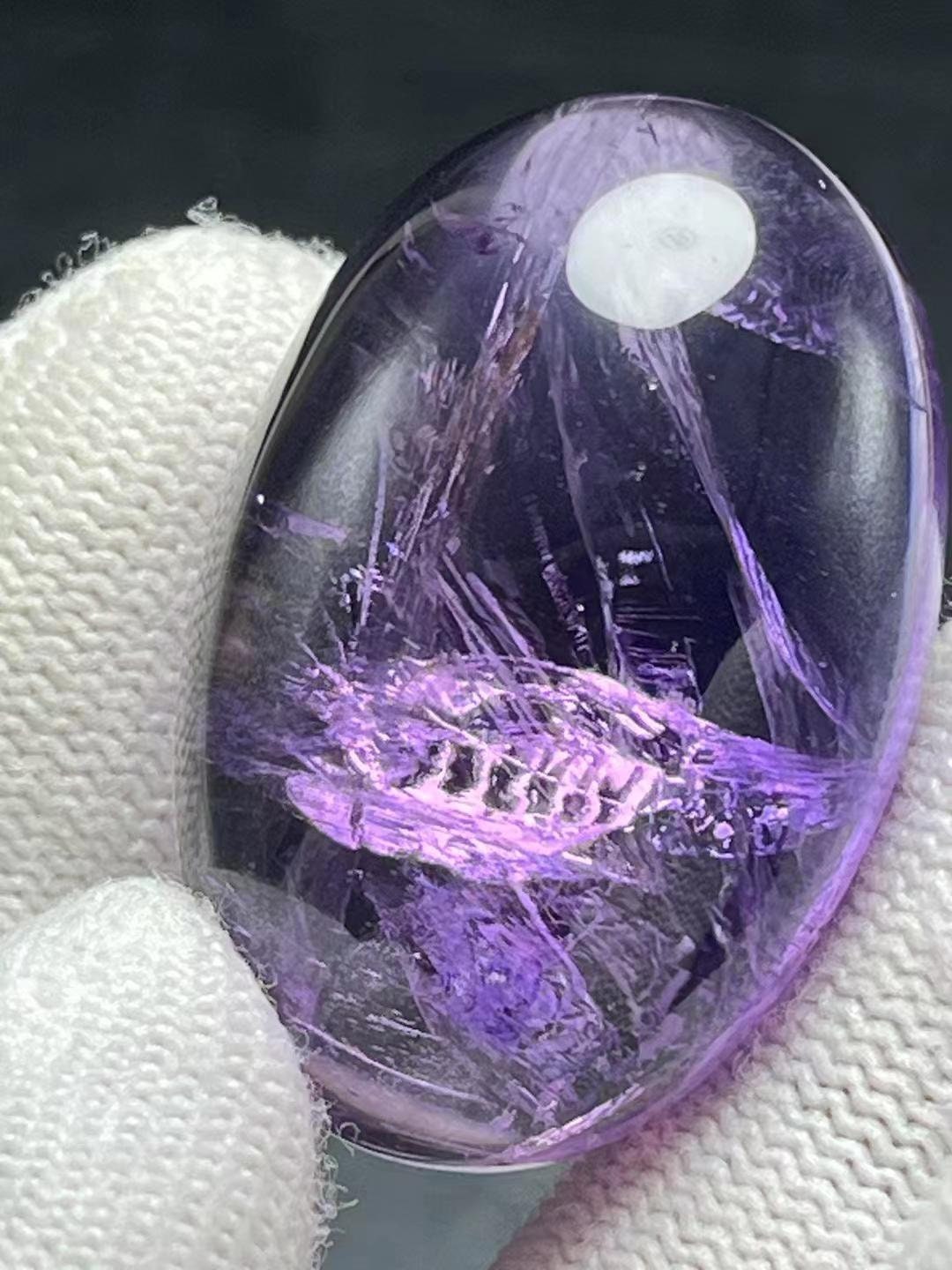 Natural High Clarity Amethyst Quartz Pendant with Inclusion of Totem Pattern,Geometric Pattern Phantom Crystal,Healing,Necklace Making