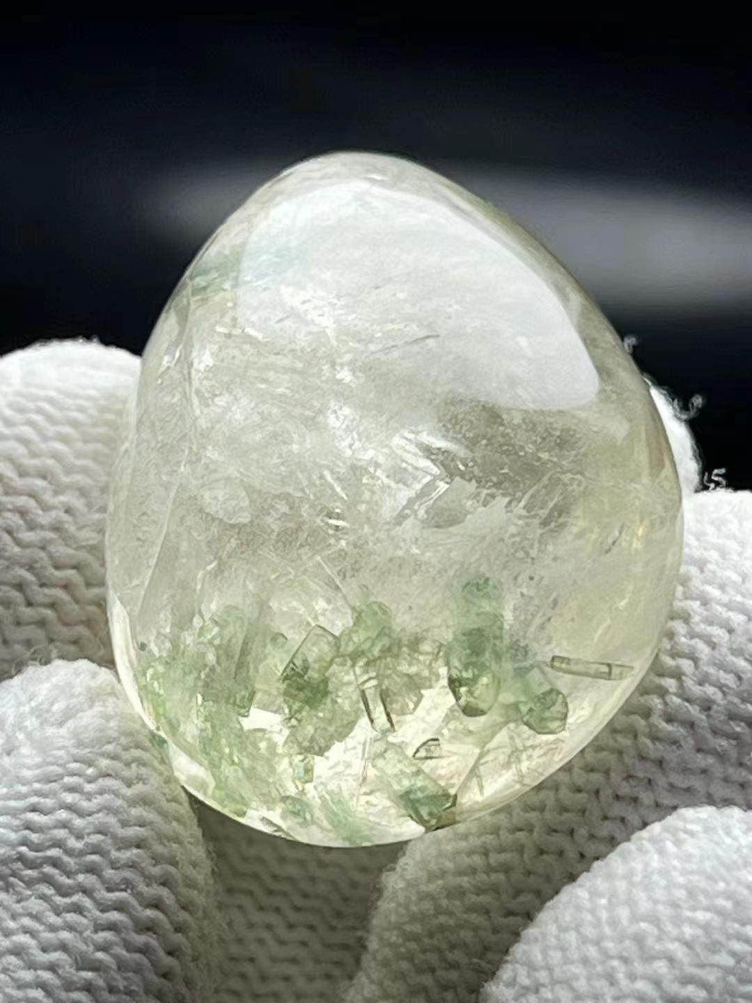 Green Tourmaline Include in Clear Crystal,Crystal Quartz with Inclusion,Healing Crystal Pendant,Necklace Making