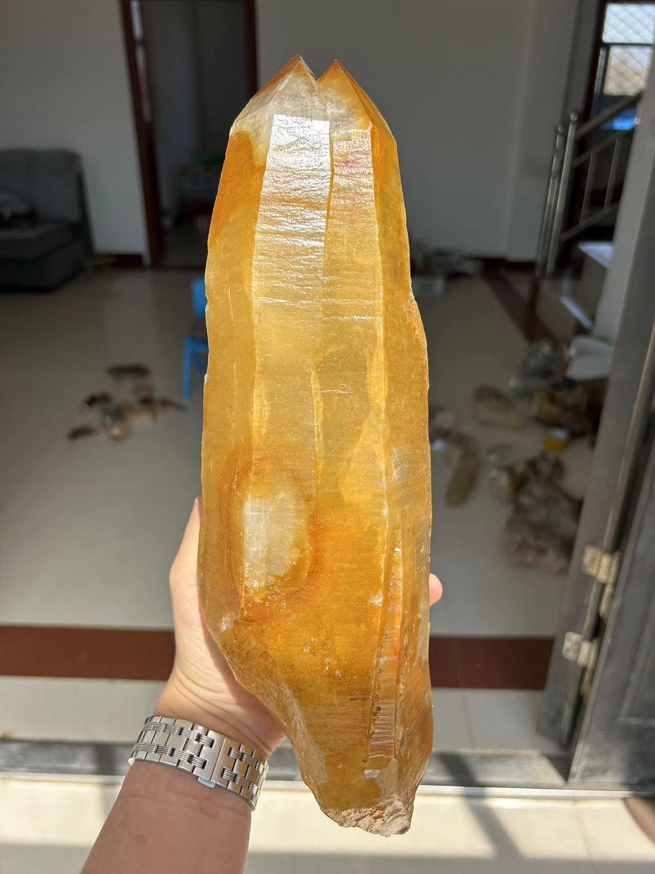 9.7 lbs Huge Golden Himalayan Double Terminated  Quartz Twins Aura Crystal/Tibet Energy Crystal/Display/Meditation/Collection/Specimen-4400g